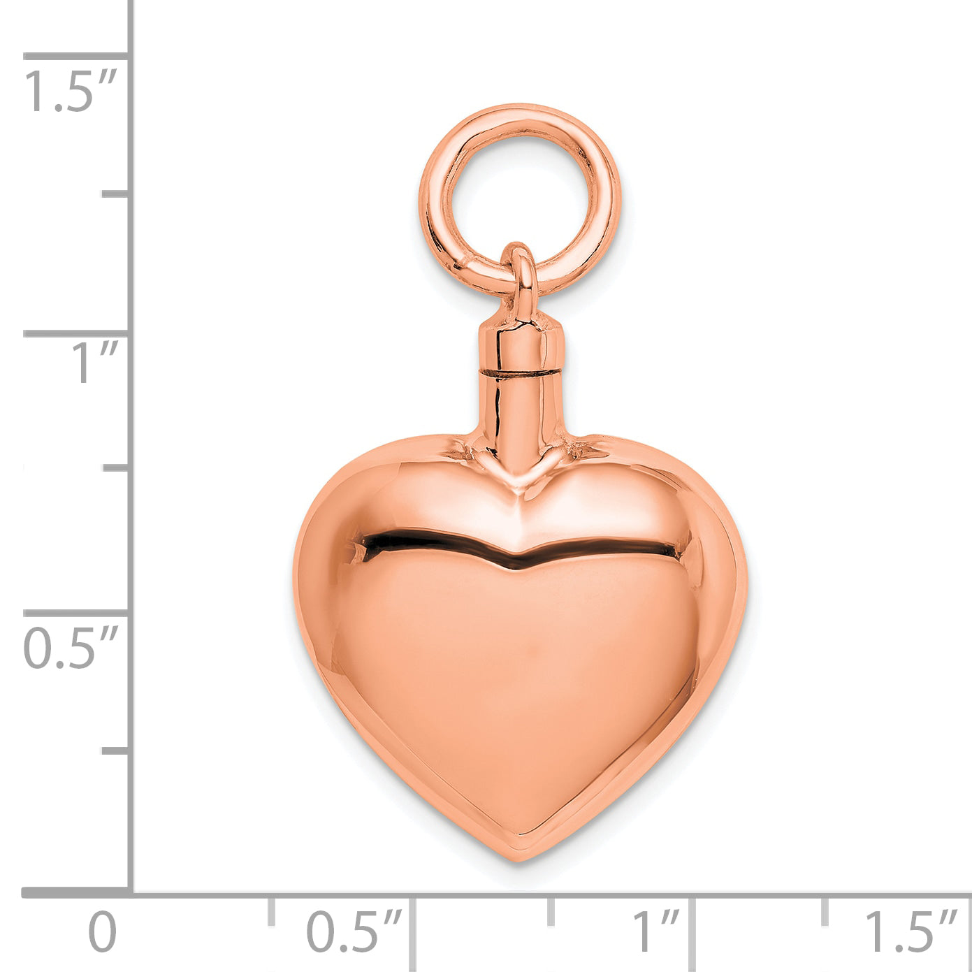 Sterling Silver Rose Gold-tone Polished Heart Ash Holder Pendant Secondary image