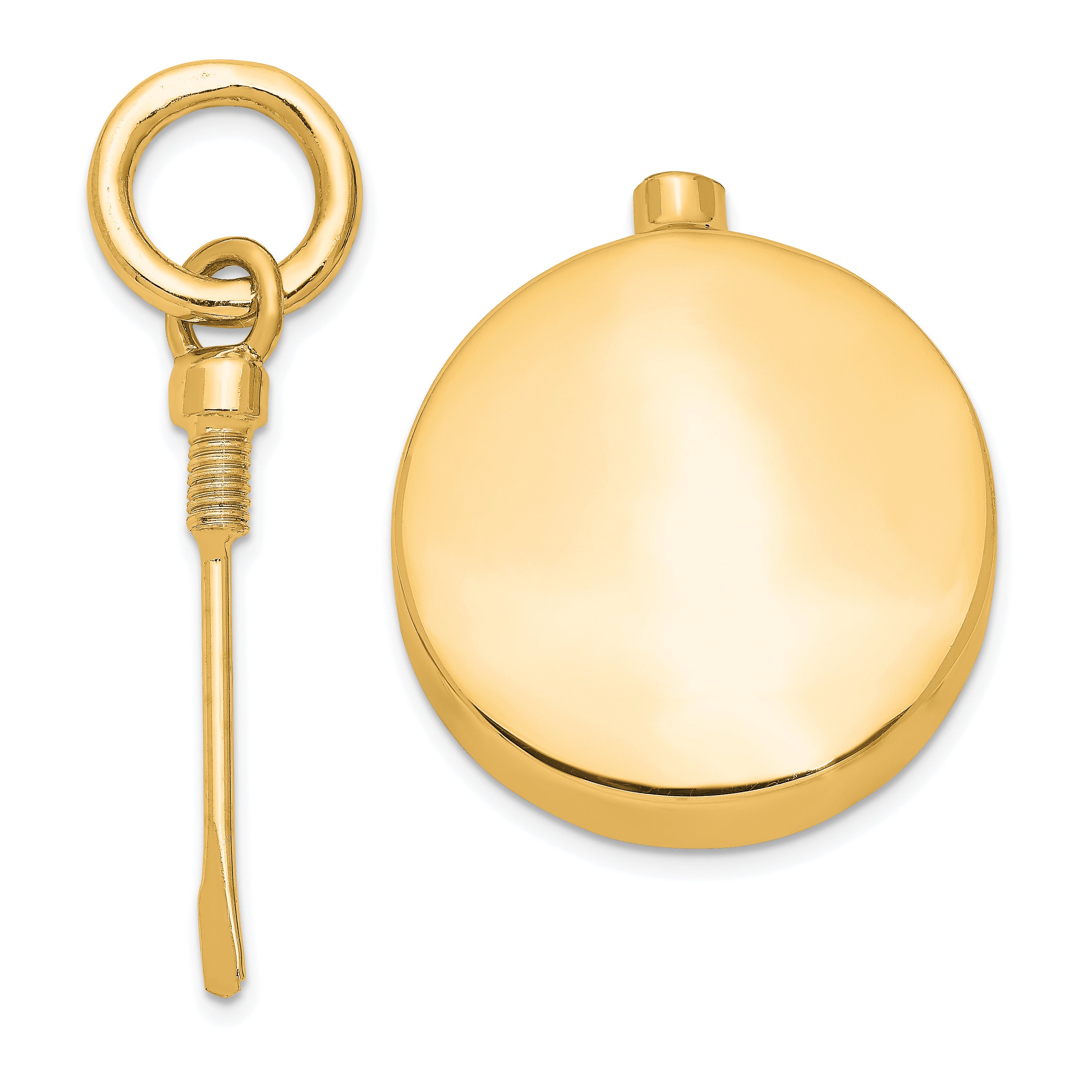 Sterling Silver Gold-tone Polished Round Ash Holder Pendant