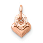 Sterling Silver Rose-tone Polished Puffed Heart Pendant