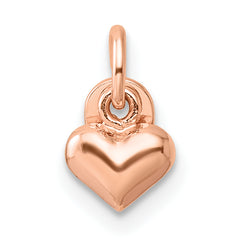 Sterling Silver Rose-tone Polished Puffed Heart Pendant