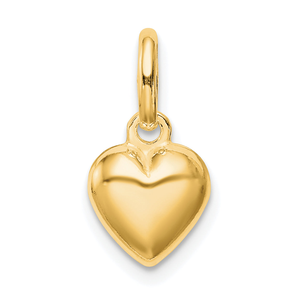 Sterling Silver Gold-tone Polished Puff Heart Charm