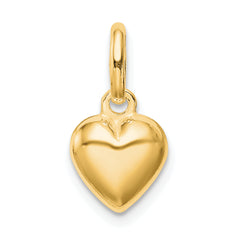 Sterling Silver Gold-tone Polished Puff Heart Charm