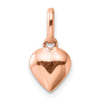 Sterling Silver Rose-tone Polished Puffed Heart Pendant