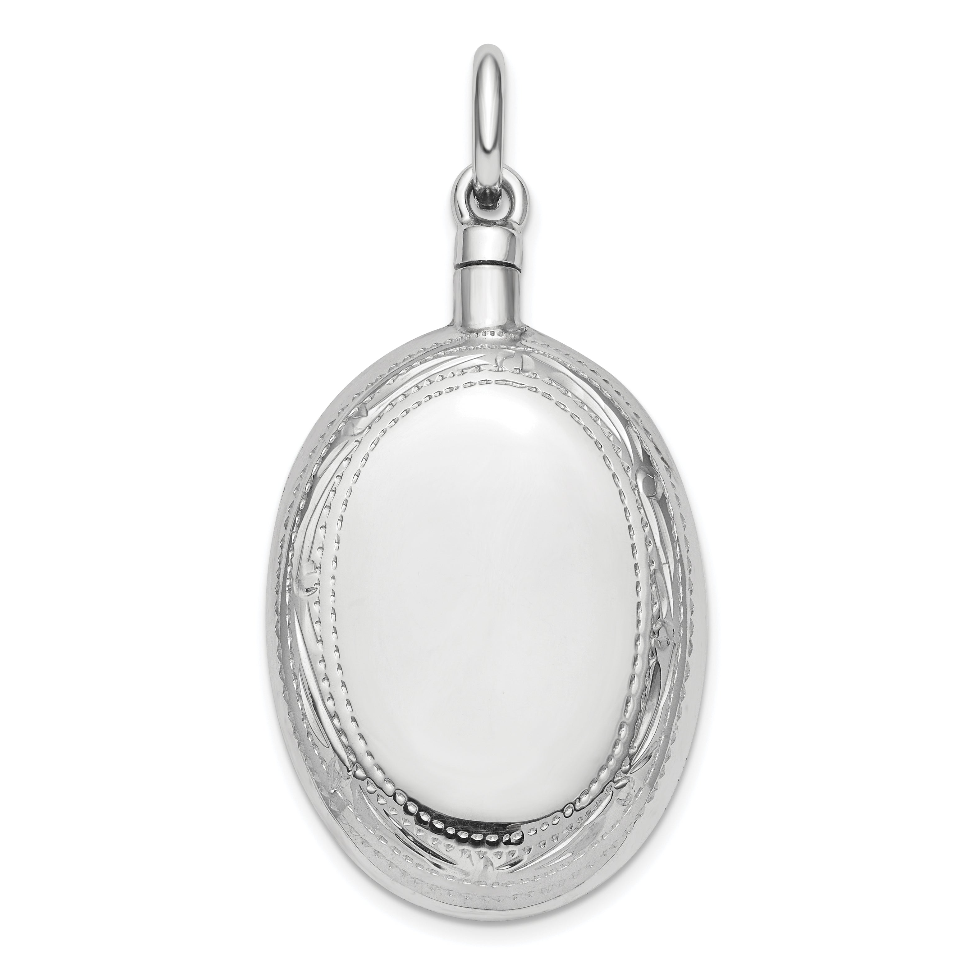 Sterling Silver 925 Oval Ash Holder Pendant with Rhodium Elegant Polished Finish Secondary image