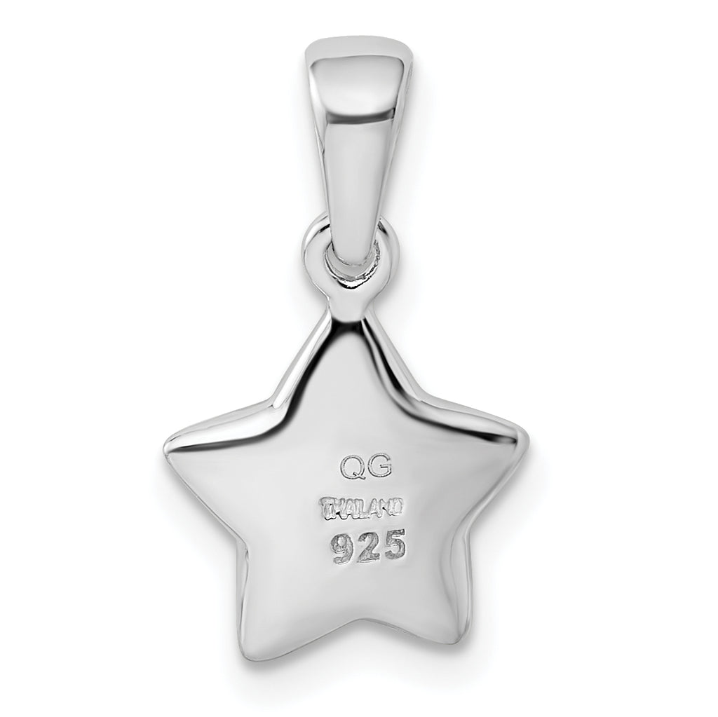 Sterling Silver Polished Cubic Zirconia plated Star Pendant