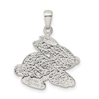 Sterling Silver Rhodium-Plated Rabbit Pendant with Simulated Pearl and Pink Crystal