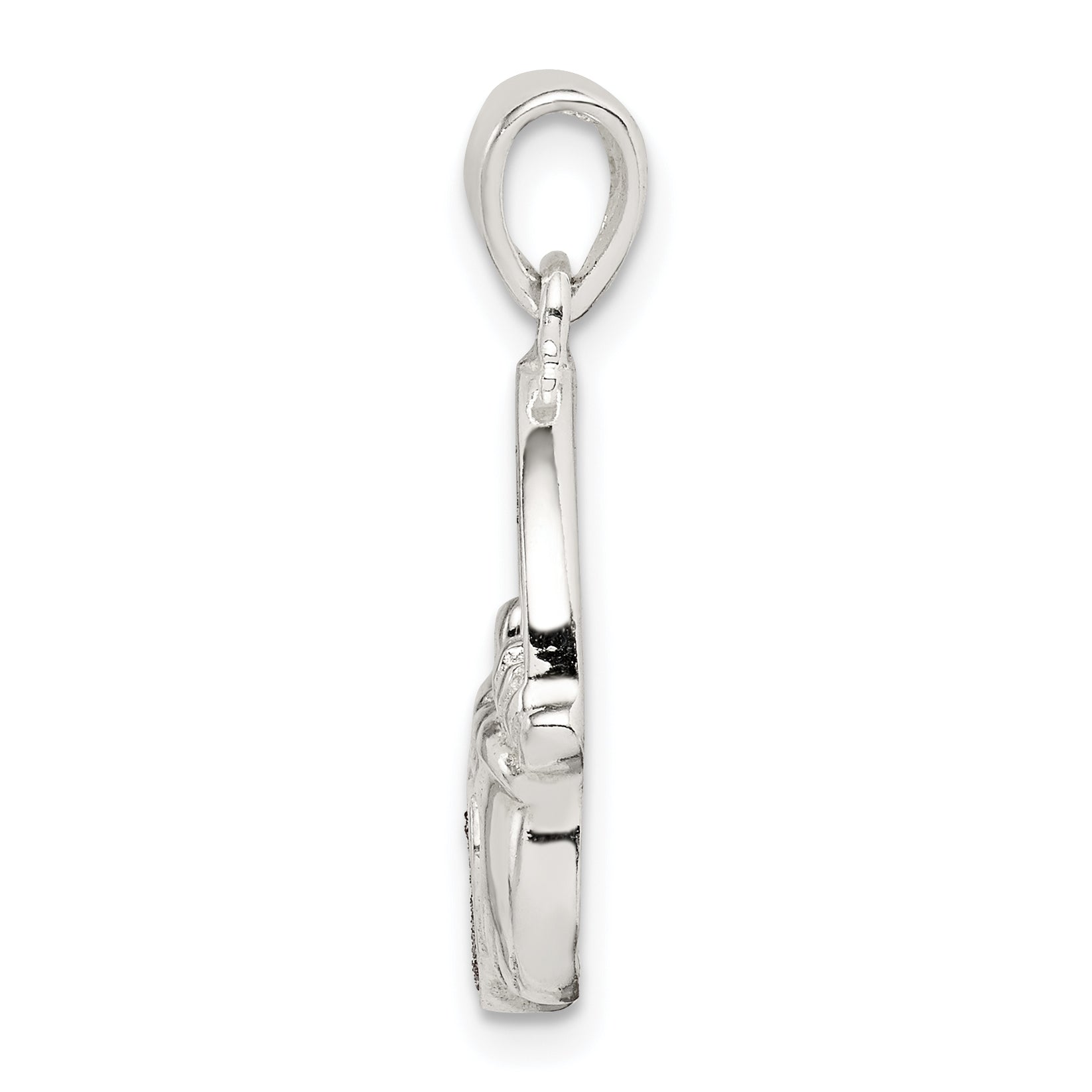 Glitter Infused Claddagh Pendant in Sterling Silver, 16mm Secondary image
