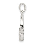Glitter Infused Claddagh Pendant in Sterling Silver, 16mm - Sophia Jewelers