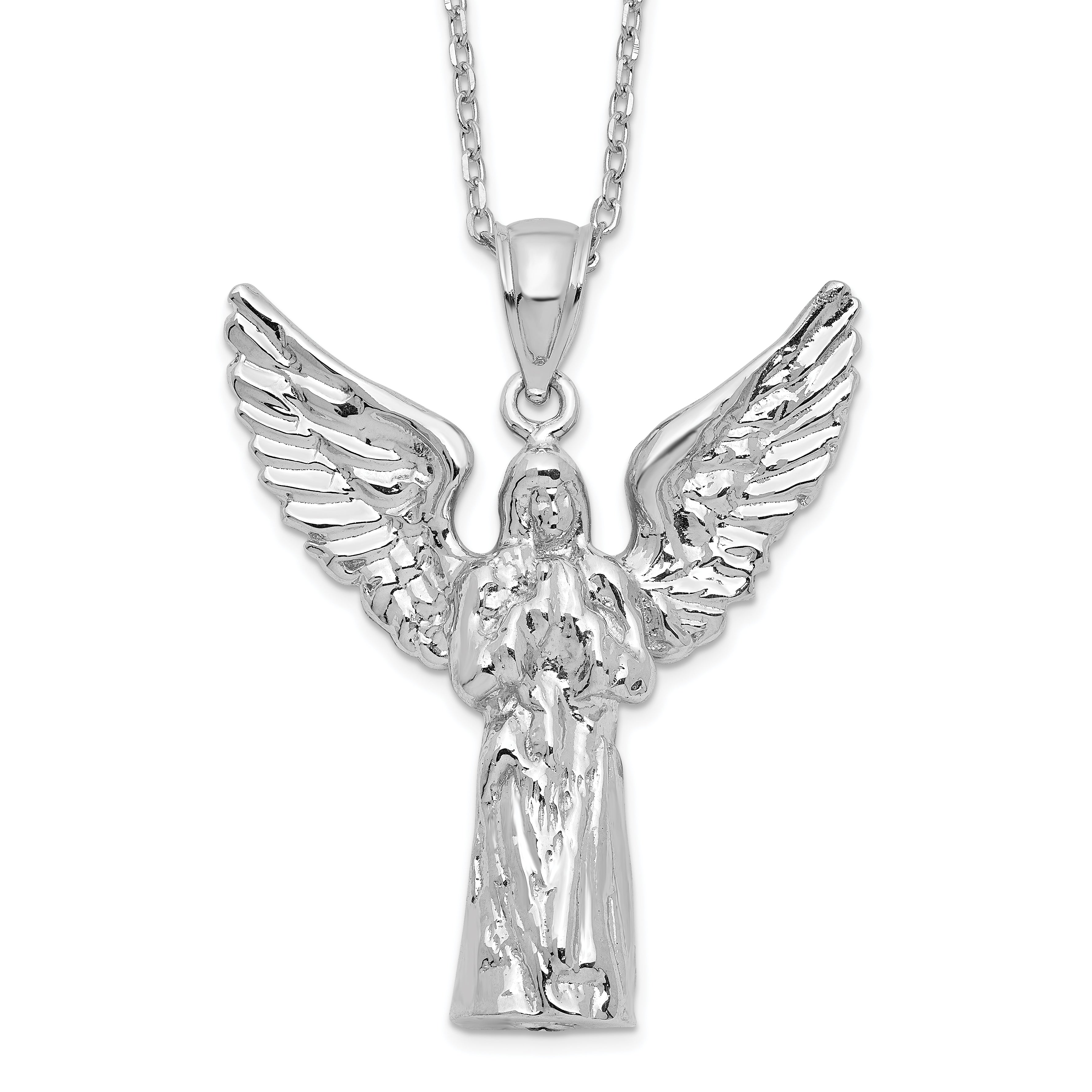 Sterling Silver Rhodium-Rhodium-Plated Angel Ash Holder 18in Necklace