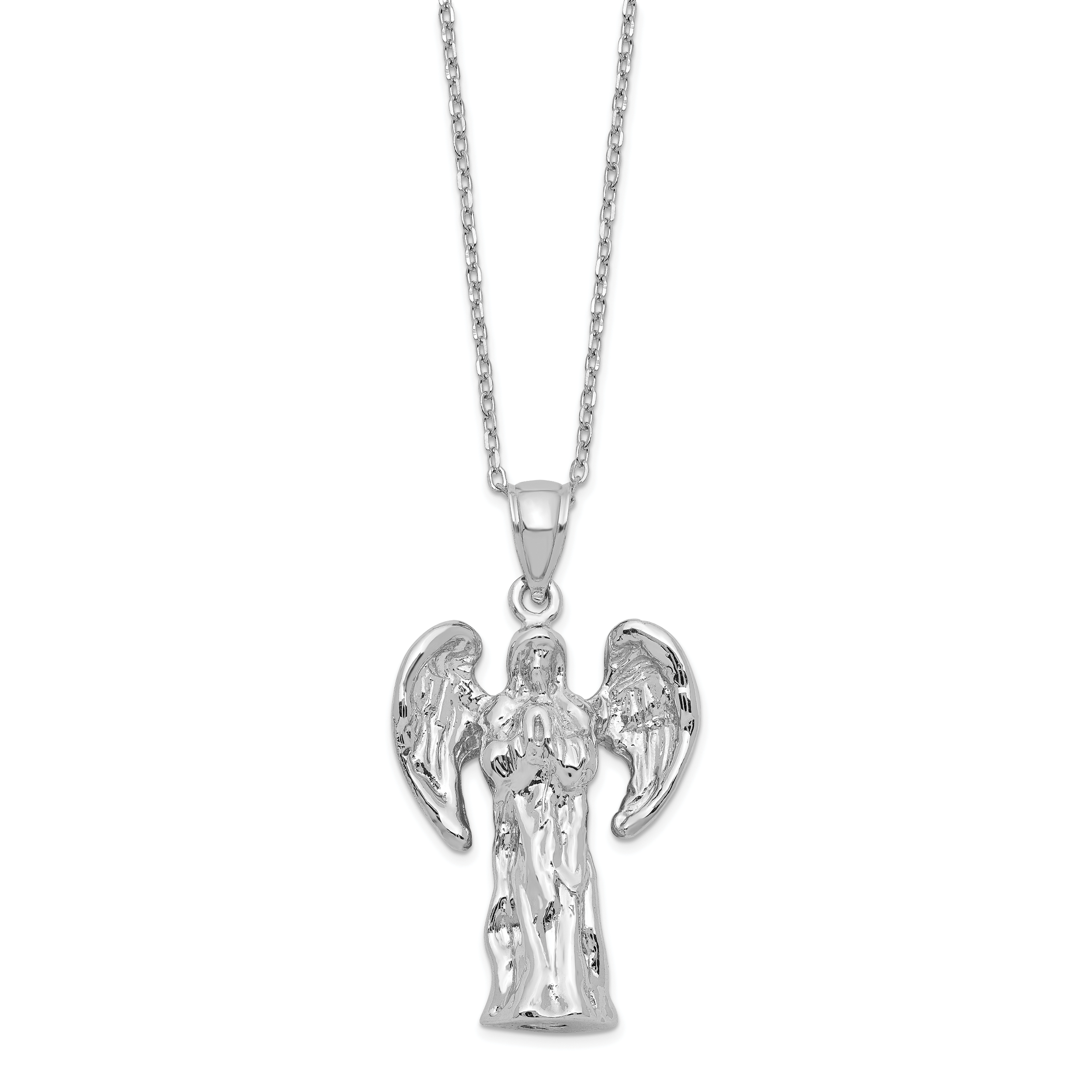 Sterling Silver Rhodium-Rhodium-Plated Angel Ash Holder 18in Necklace