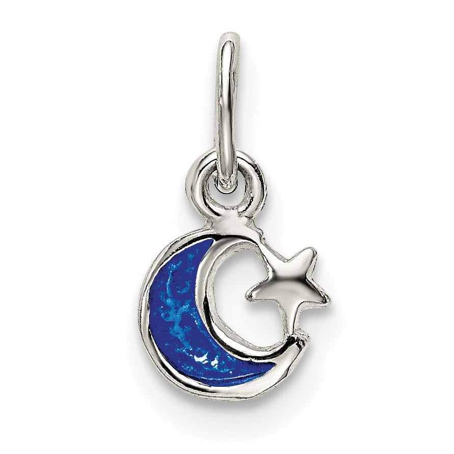 Sterling Silver Enameled Blue Moon and Star Charm Main image