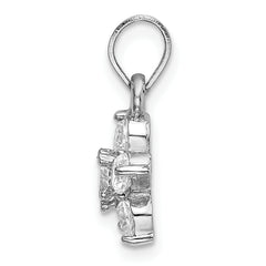 Sterling Silver Rhodium-Plated CZ Star Motif Pendant