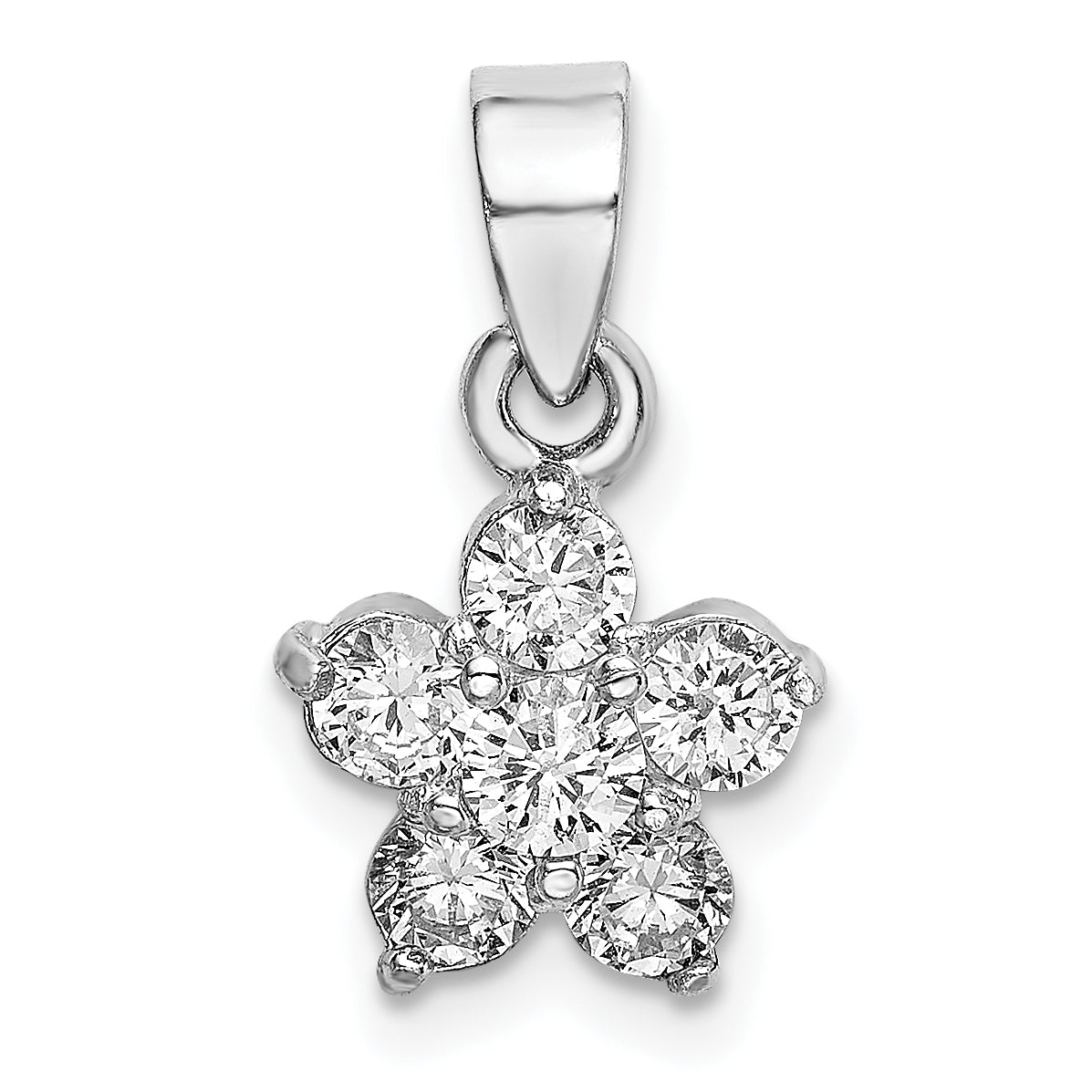Sterling Silver Rhodium-Plated CZ Star Motif Pendant Main image