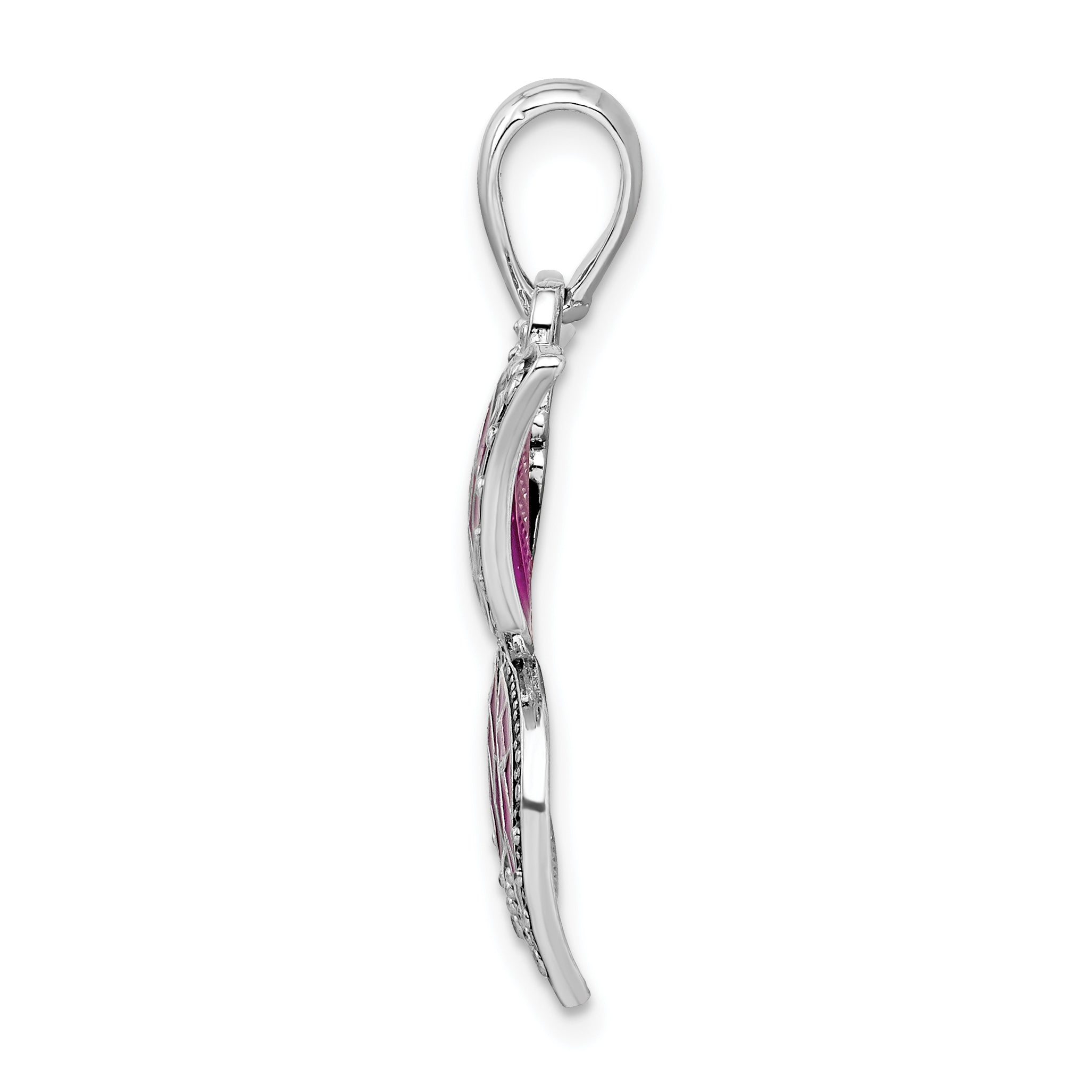 De-Ani Sterling Silver Rhodium-Plated Polished Enameled Purple Butterfly Pendant Secondary image