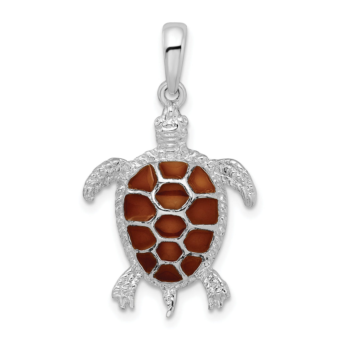 Enameled Sea Turtle Pendant in Sterling Silver, 29mm - Sophia Jewelers Main image