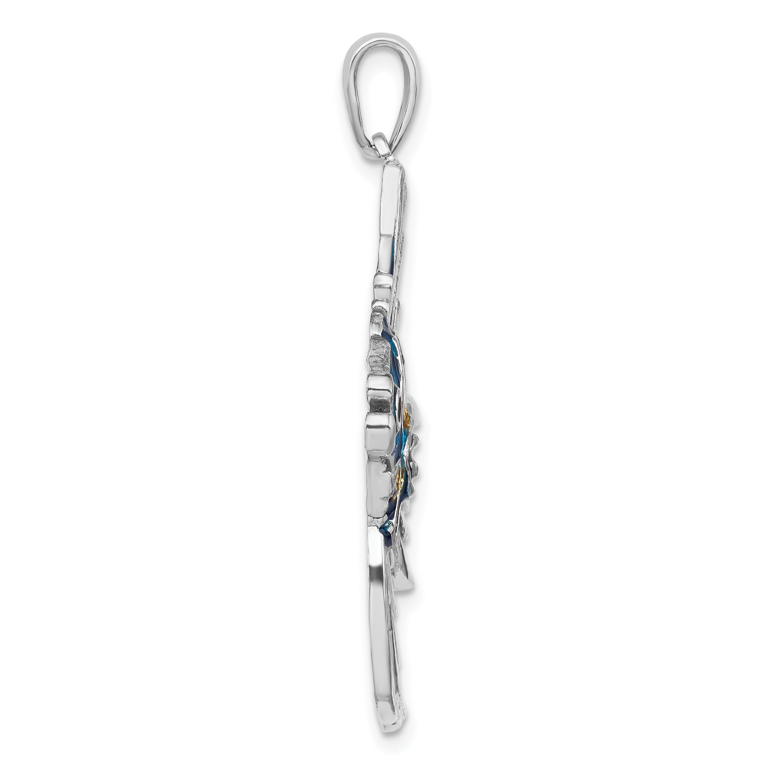 De-Ani Sterling Silver Rhodium-Plated Polished Enameled Angelfish Pendant Secondary image
