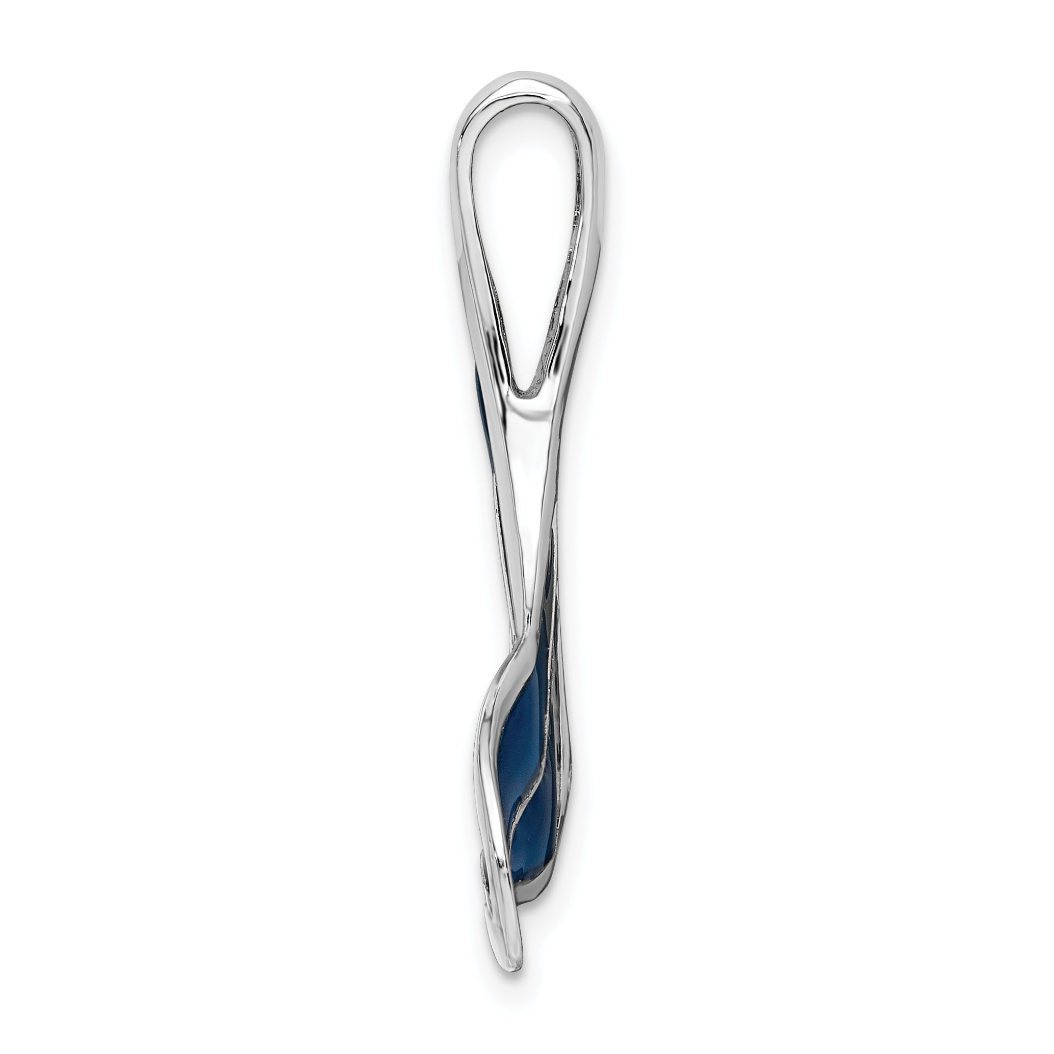De-Ani Sterling Silver Rhodium-Plated Polished Enameled Blue Whale Tail Slide Secondary image