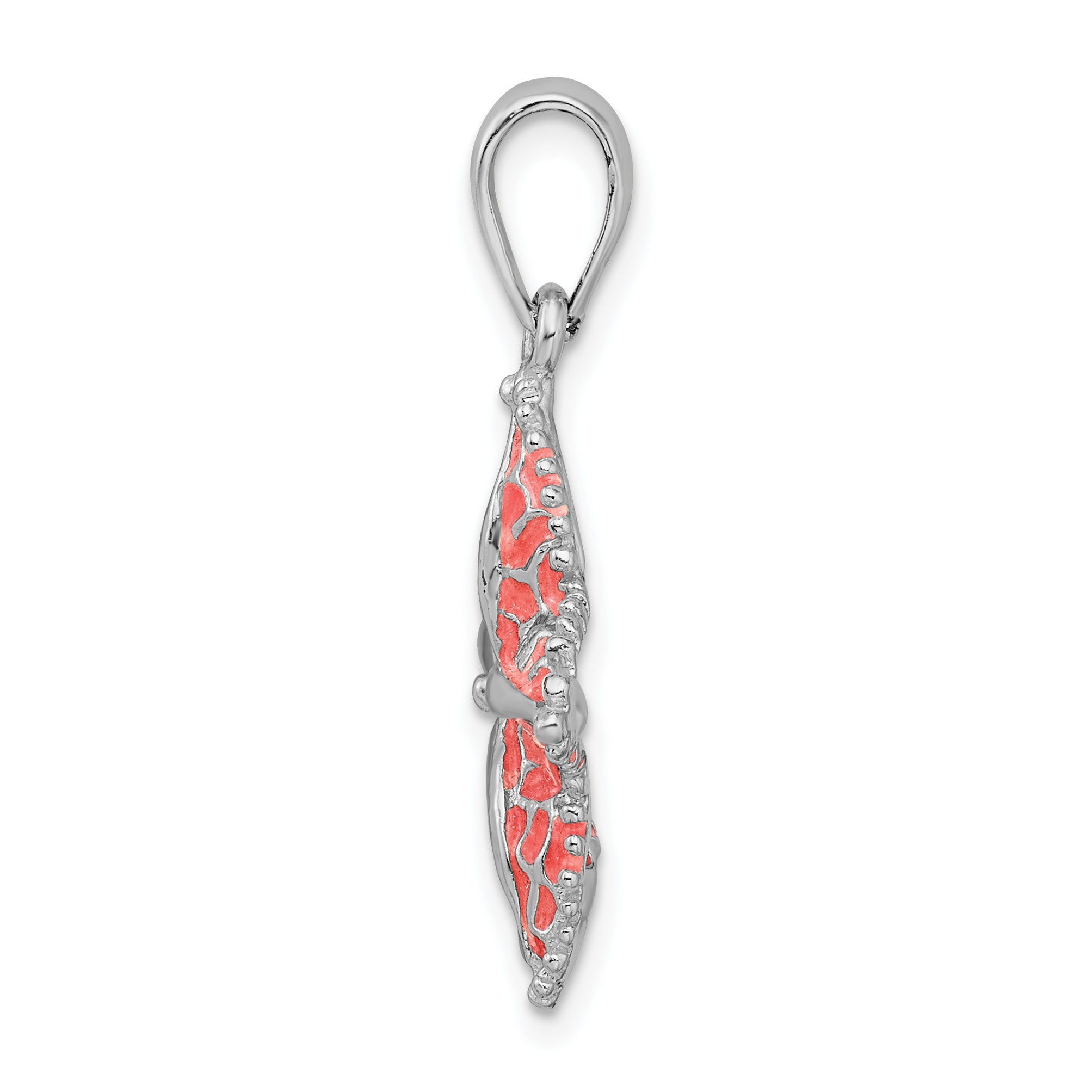 De-Ani Sterling Silver Rhodium-Plated Polished Enameled Starfish Pendant Secondary image