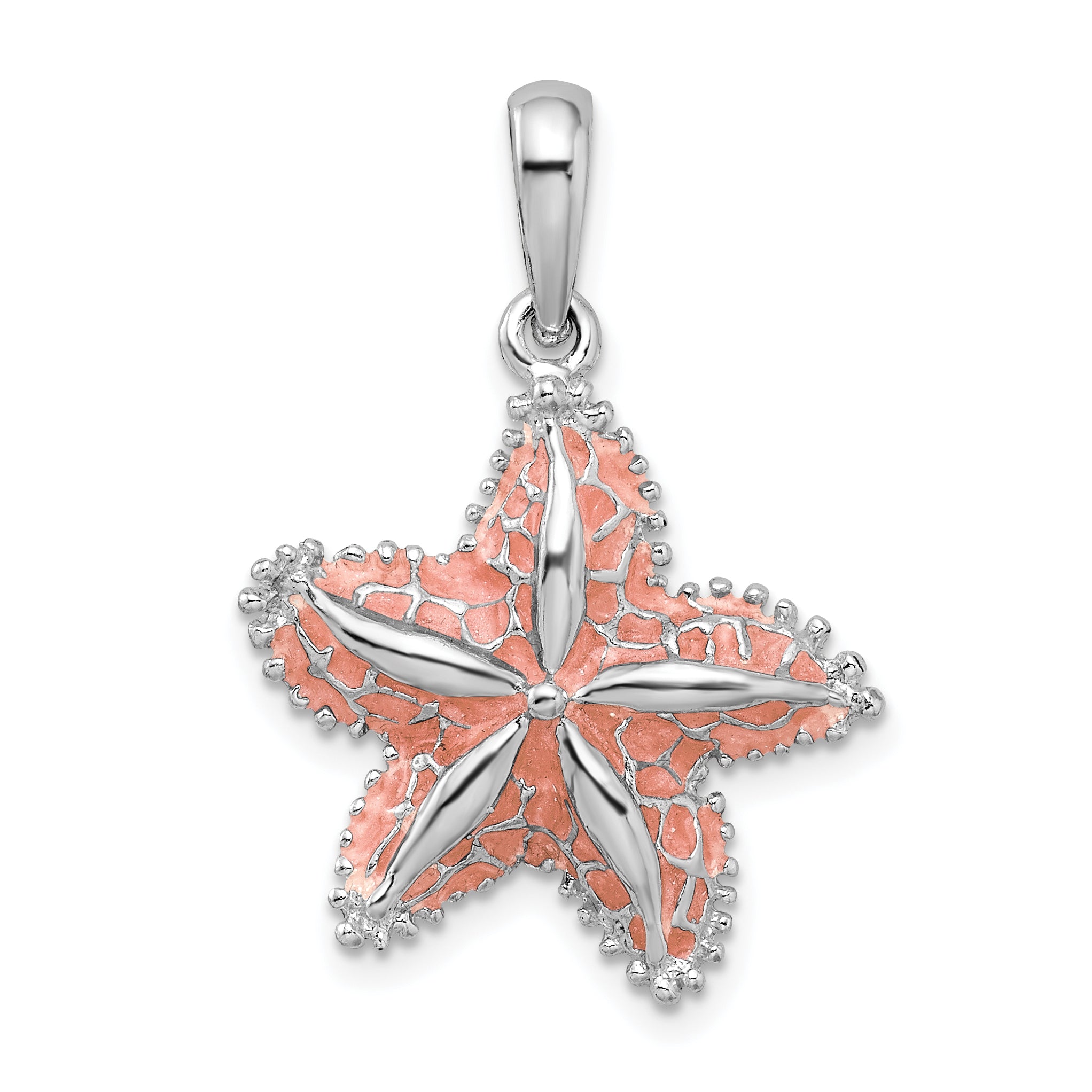 De-Ani Sterling Silver Rhodium-Plated Polished Enameled Starfish Pendant Main image