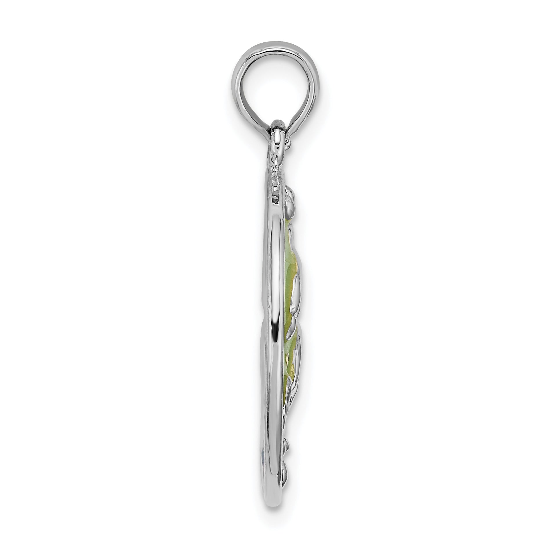 De-Ani Sterling Silver Rhodium-Plated Polished Enameled Dolphins Pendant Secondary image