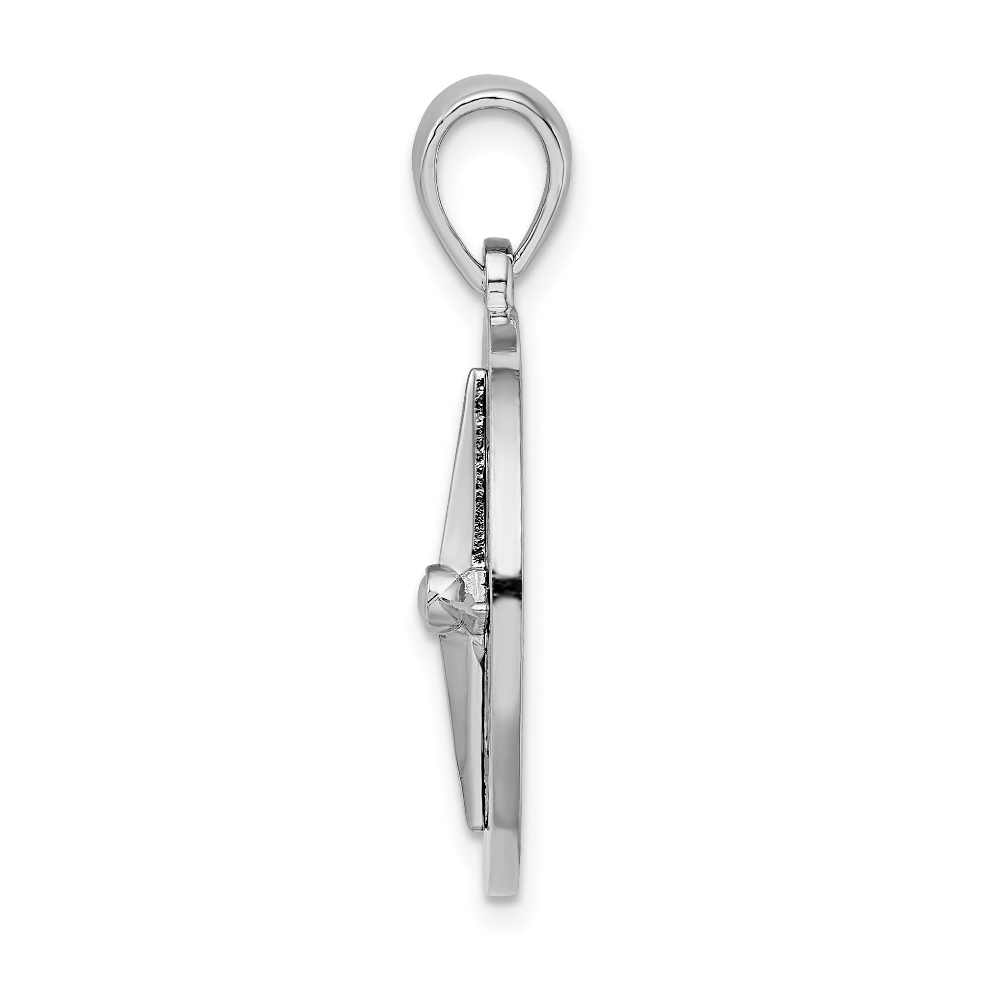 De-Ani Sterling Silver Rhodium-Plated Polished Enameled Large Compass Pendant Secondary image