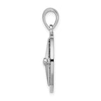 De-Ani Sterling Silver Rhodium-Plated Polished Enameled Large Compass Pendant