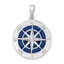 De-Ani Sterling Silver Rhodium-Plated Polished Enameled Large Compass Pendant