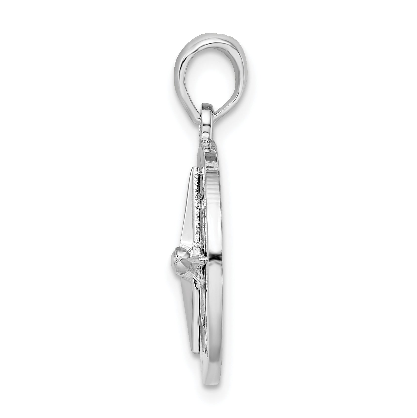 De-Ani Sterling Silver Rhodium-Plated Polished Enameled Compass Pendant Secondary image