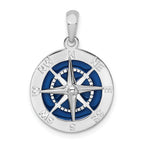 De-Ani Sterling Silver Rhodium-Plated Polished Enameled Compass Pendant