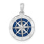 De-Ani Sterling Silver Rhodium-Plated Polished Enameled Compass Pendant
