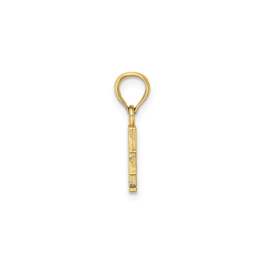 Polished Block Initial F Pendant in Gold-Plated Sterling Silver - Sophia Jewelers