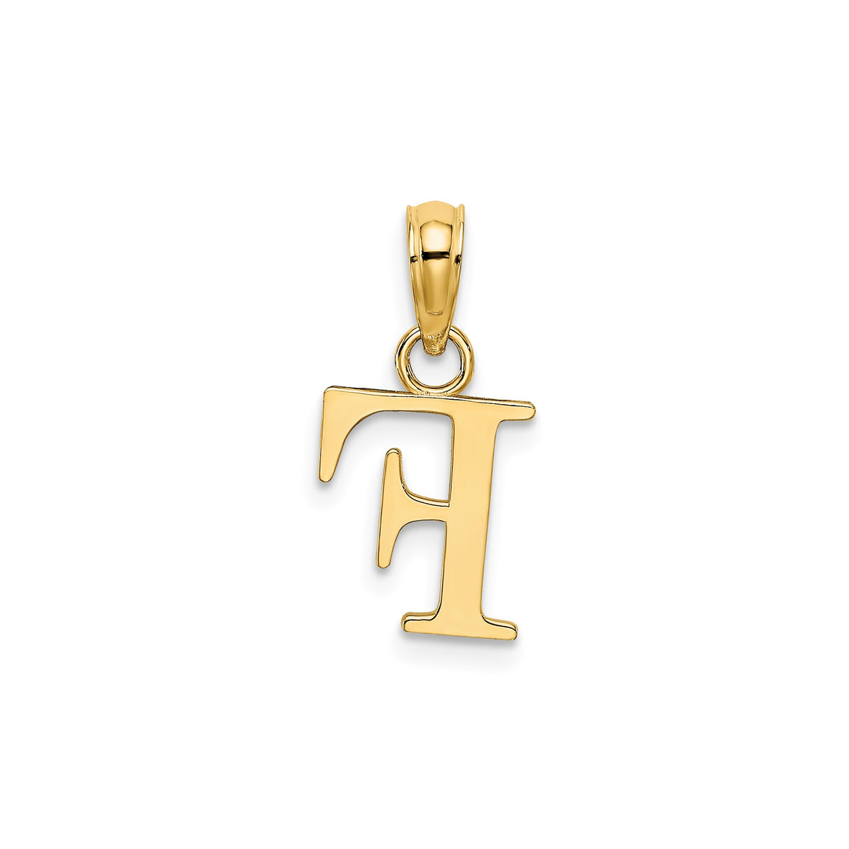 Polished Block Initial F Pendant in Gold-Plated Sterling Silver - Sophia Jewelers