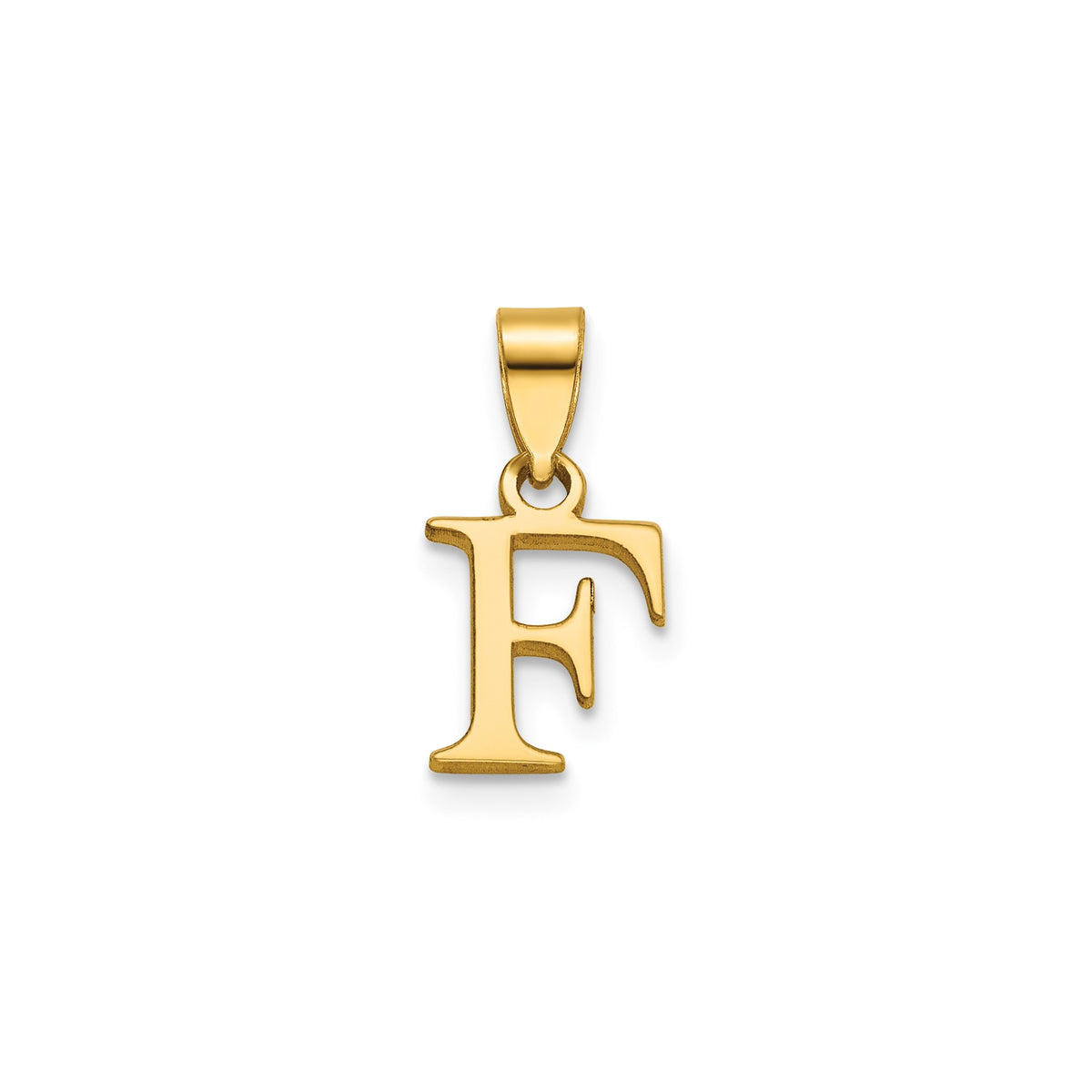 Polished Block Initial F Pendant in Gold-Plated Sterling Silver - Sophia Jewelers