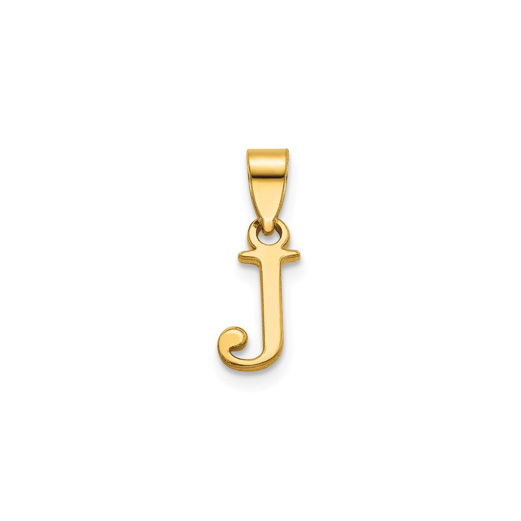 Polished Block Initial J Pendant in Gold-Plated Sterling Silver - Sophia Jewelers