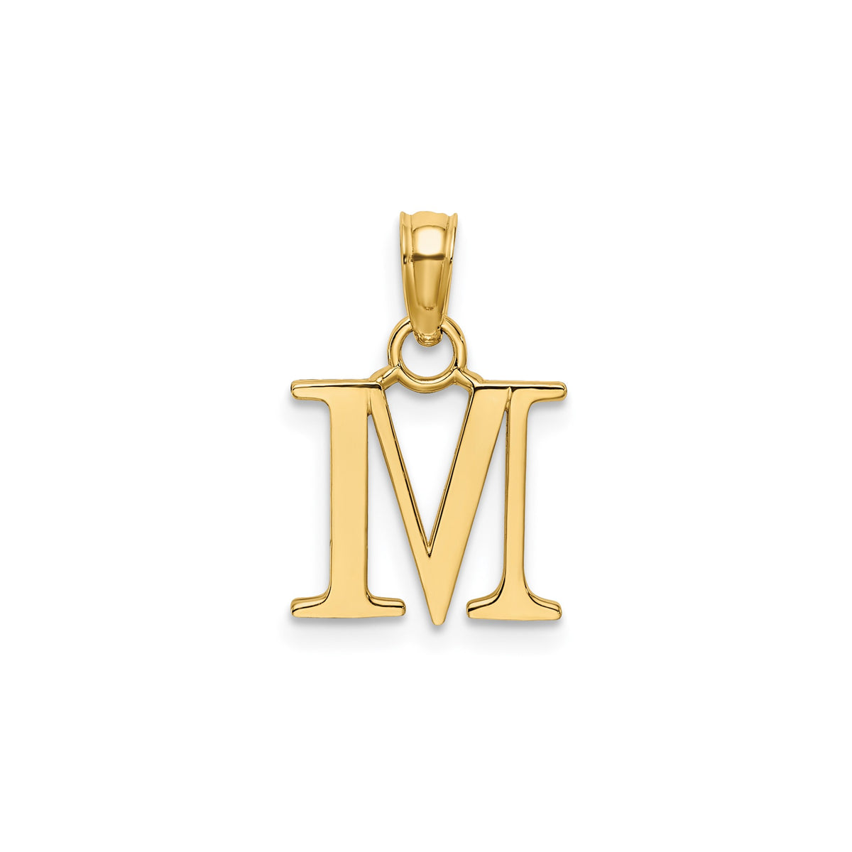 Polished Block Initial M Pendant in Gold-Plated Sterling Silver - Sophia Jewelers
