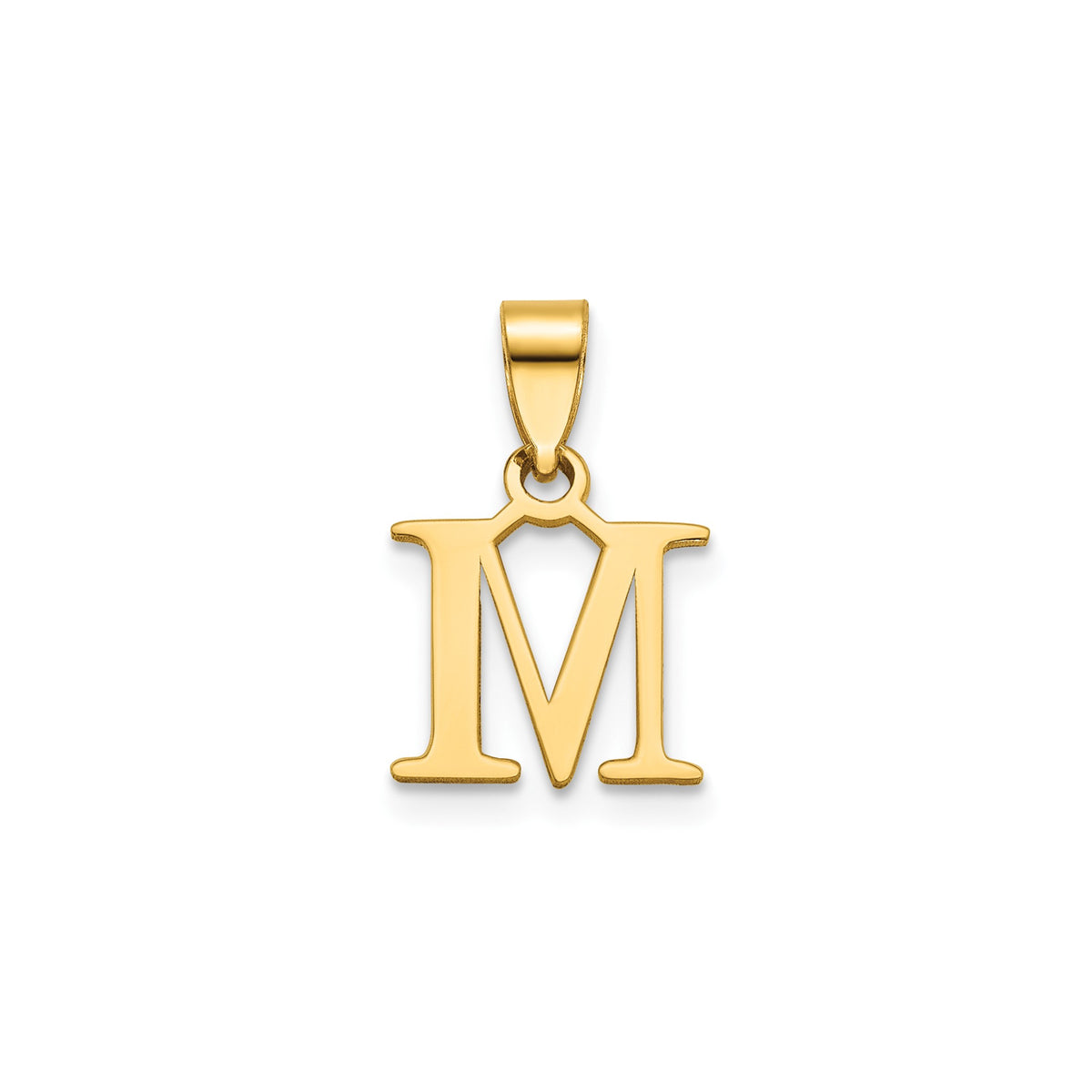 Polished Block Initial M Pendant in Gold-Plated Sterling Silver - Sophia Jewelers
