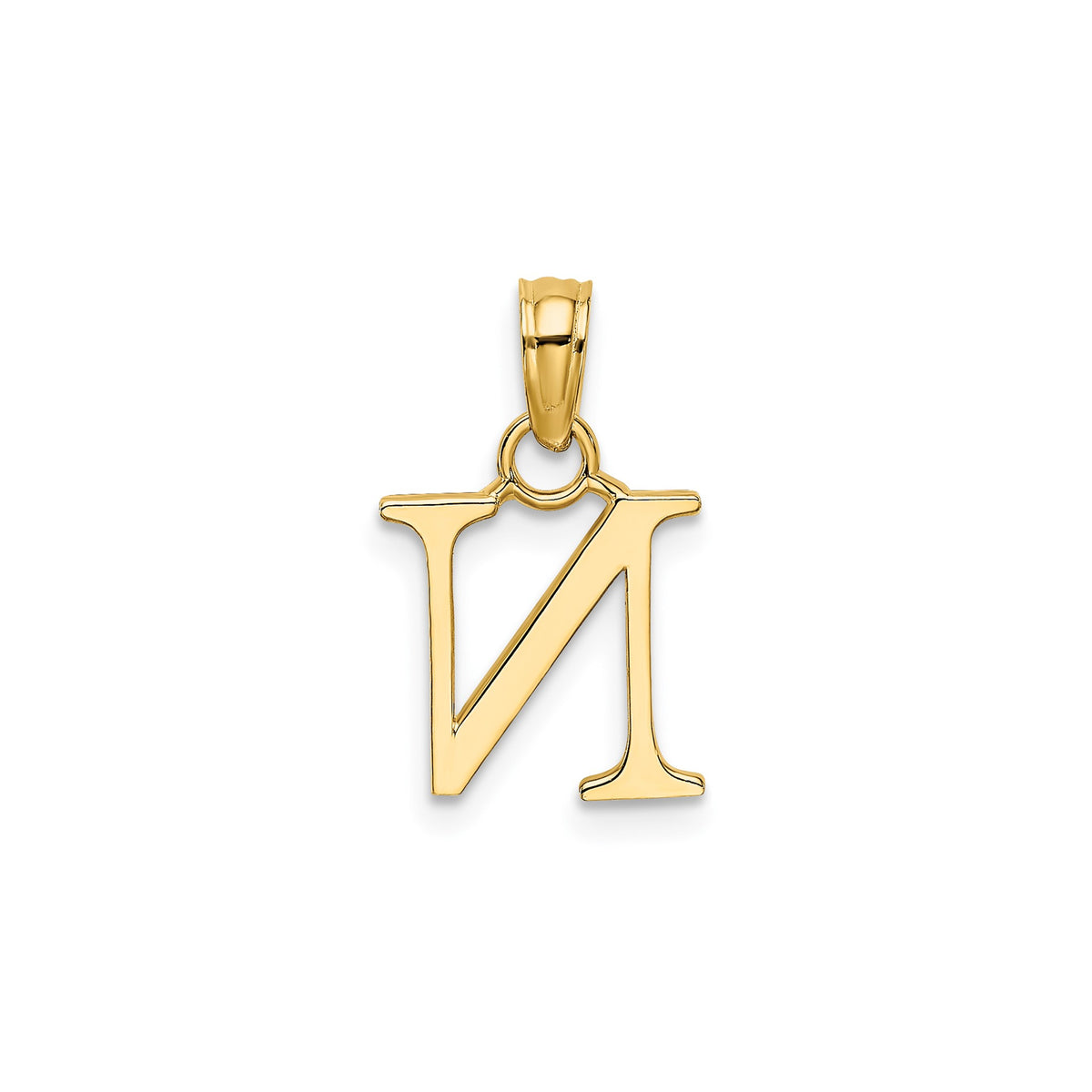 Polished Block Initial N Pendant in Gold-Plated Sterling Silver - Sophia Jewelers