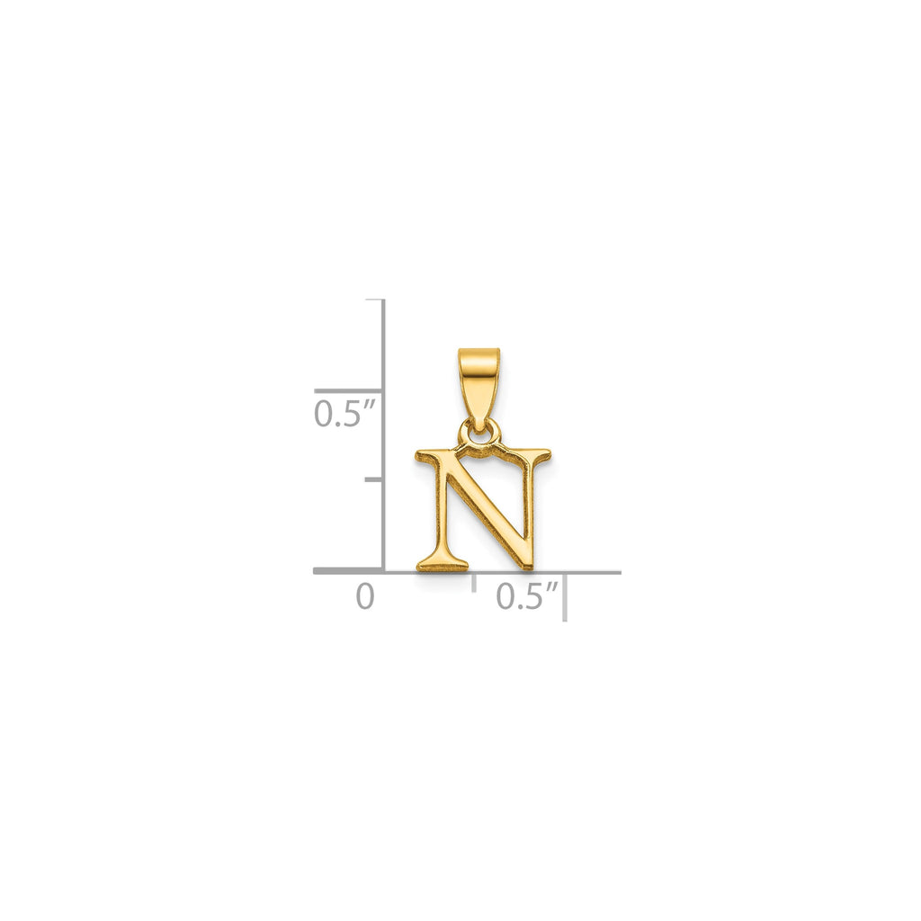 Polished Block Initial N Pendant in Gold-Plated Sterling Silver - Sophia Jewelers
