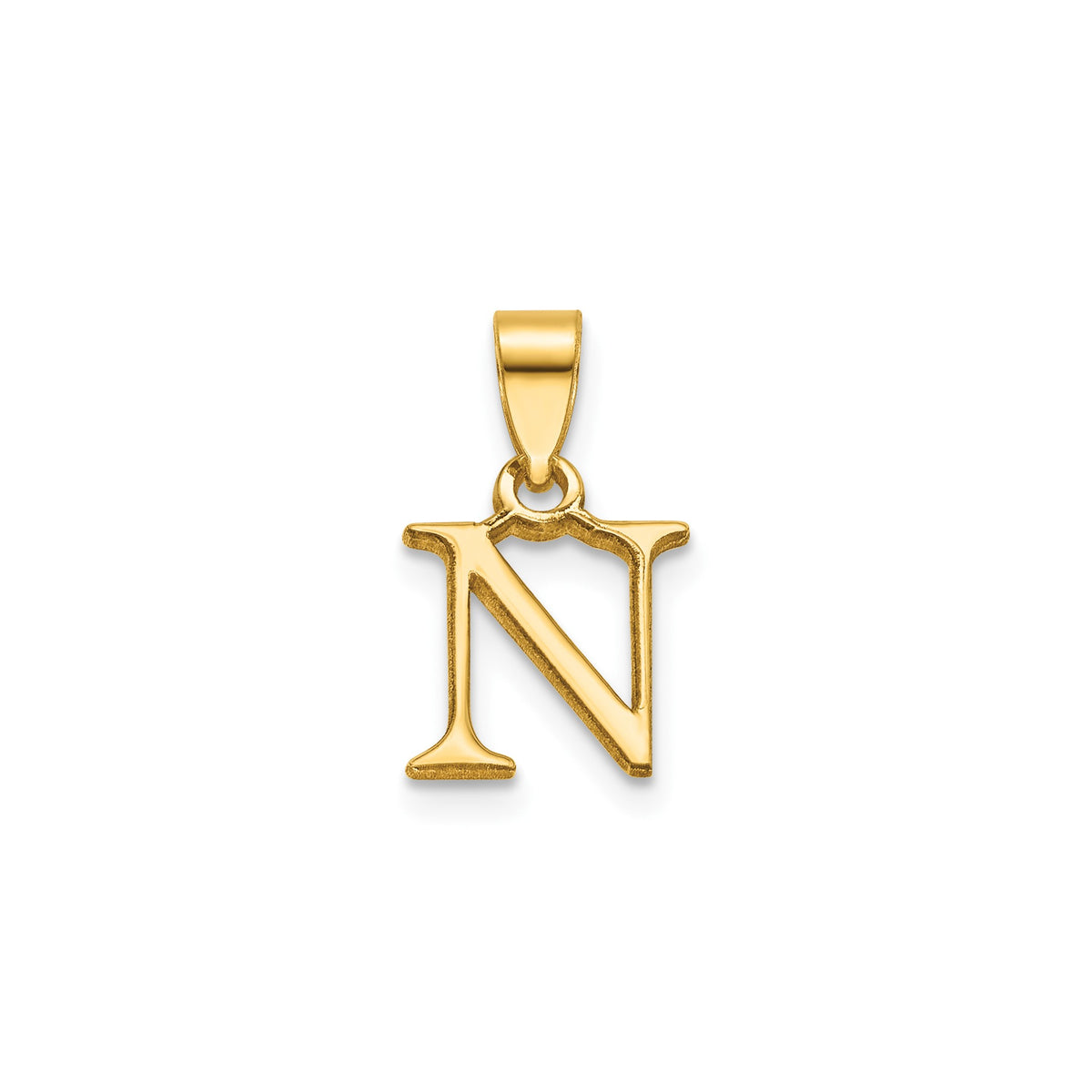 Polished Block Initial N Pendant in Gold-Plated Sterling Silver - Sophia Jewelers Main image
