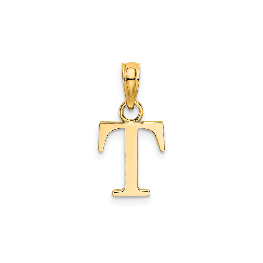 Block Initial -T- Pendant in Gold-Plated Sterling Silver - Sophia Jewelers