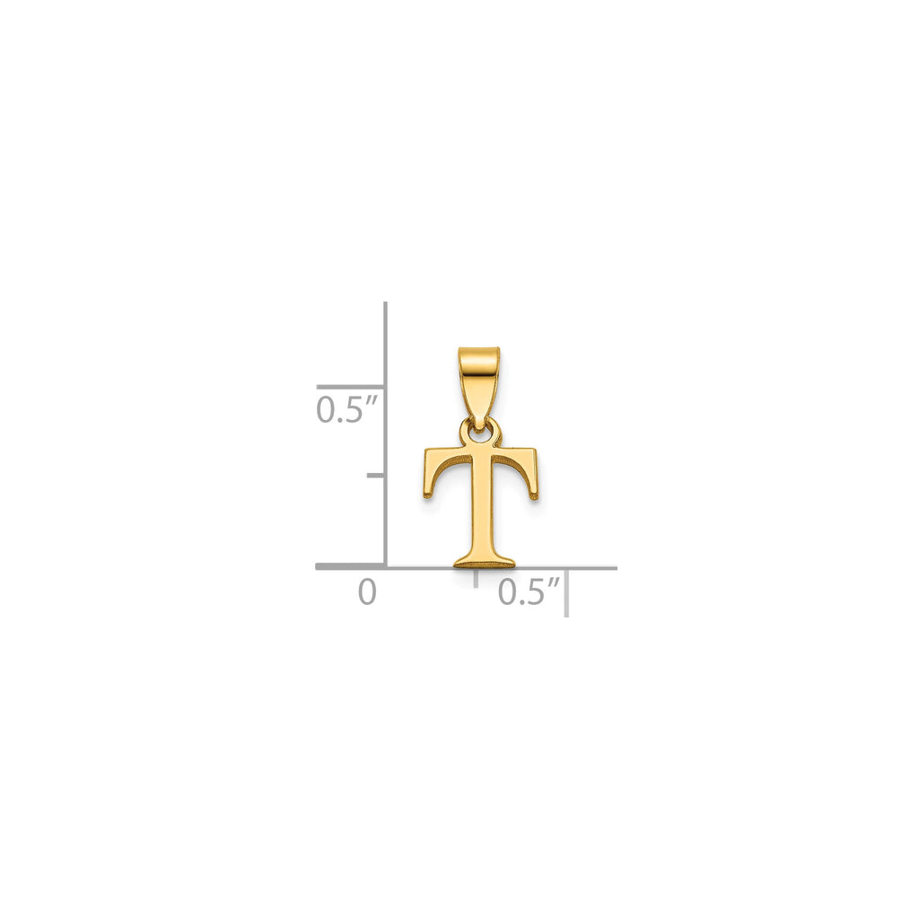 Block Initial -T- Pendant in Gold-Plated Sterling Silver - Sophia Jewelers
