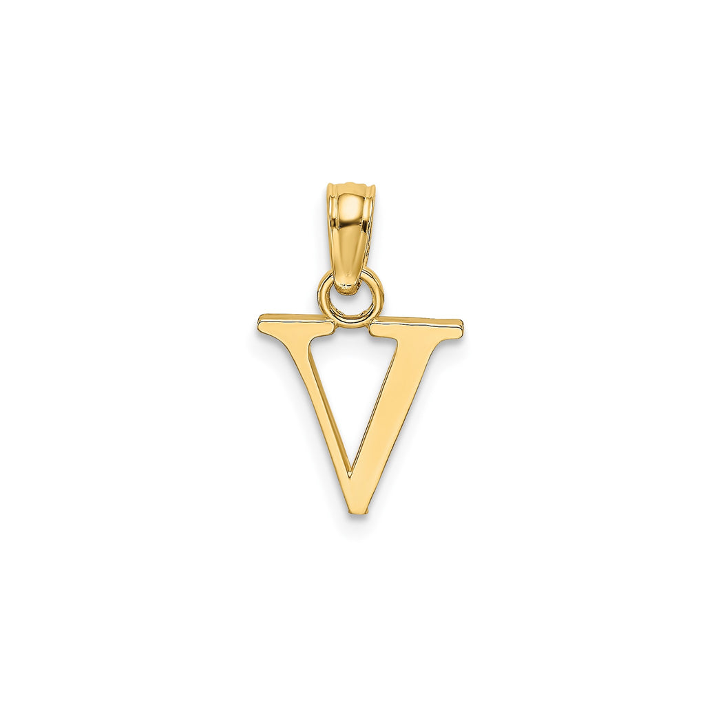 Block Initial -V- Pendant in Gold-Plated Sterling Silver - Sophia Jewelers