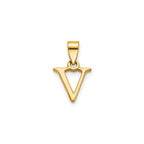 Block Initial -V- Pendant in Gold-Plated Sterling Silver - Sophia Jewelers
