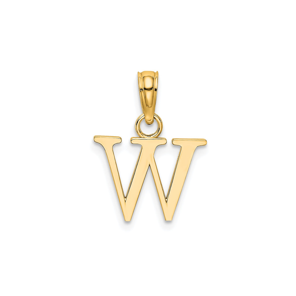 Block Initial -W- Pendant in Gold-Plated Sterling Silver - Sophia Jewelers