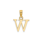 Block Initial -W- Pendant in Gold-Plated Sterling Silver - Sophia Jewelers