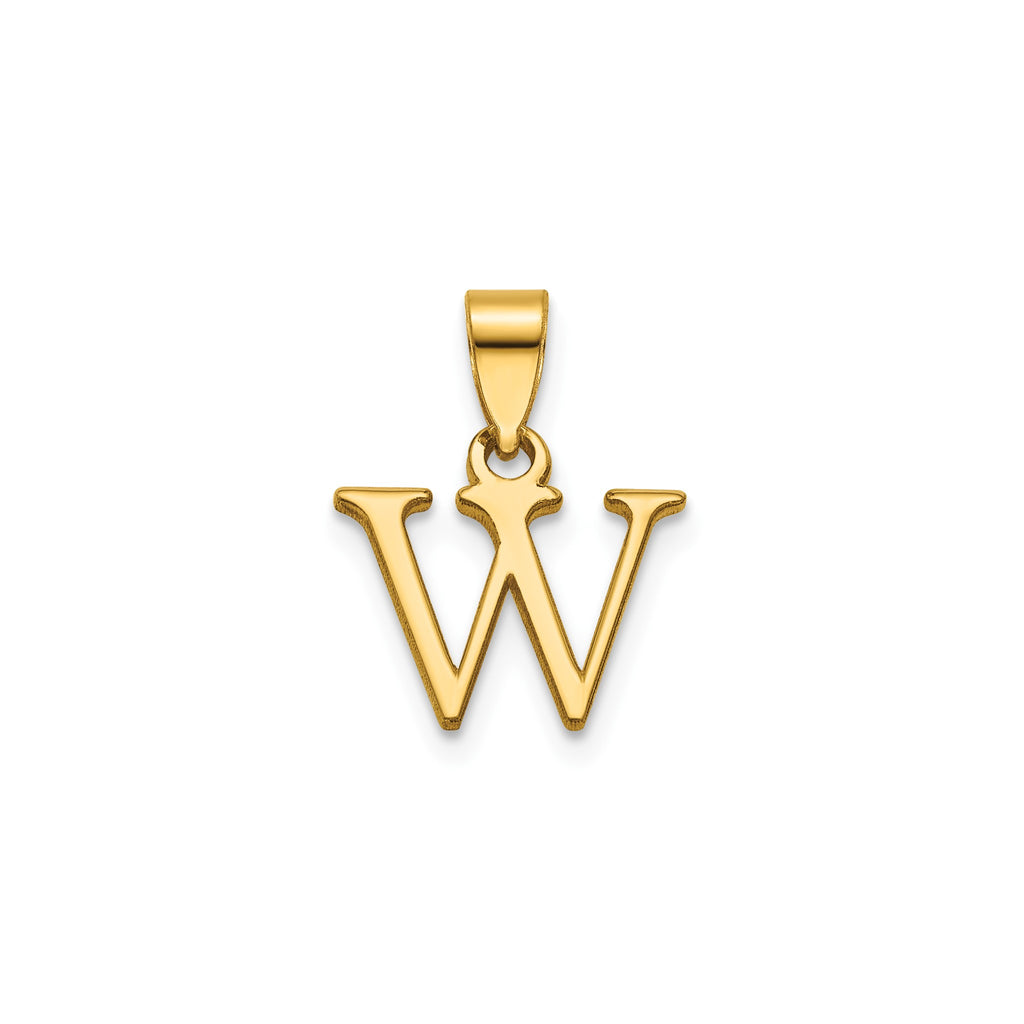 Block Initial -W- Pendant in Gold-Plated Sterling Silver - Sophia Jewelers