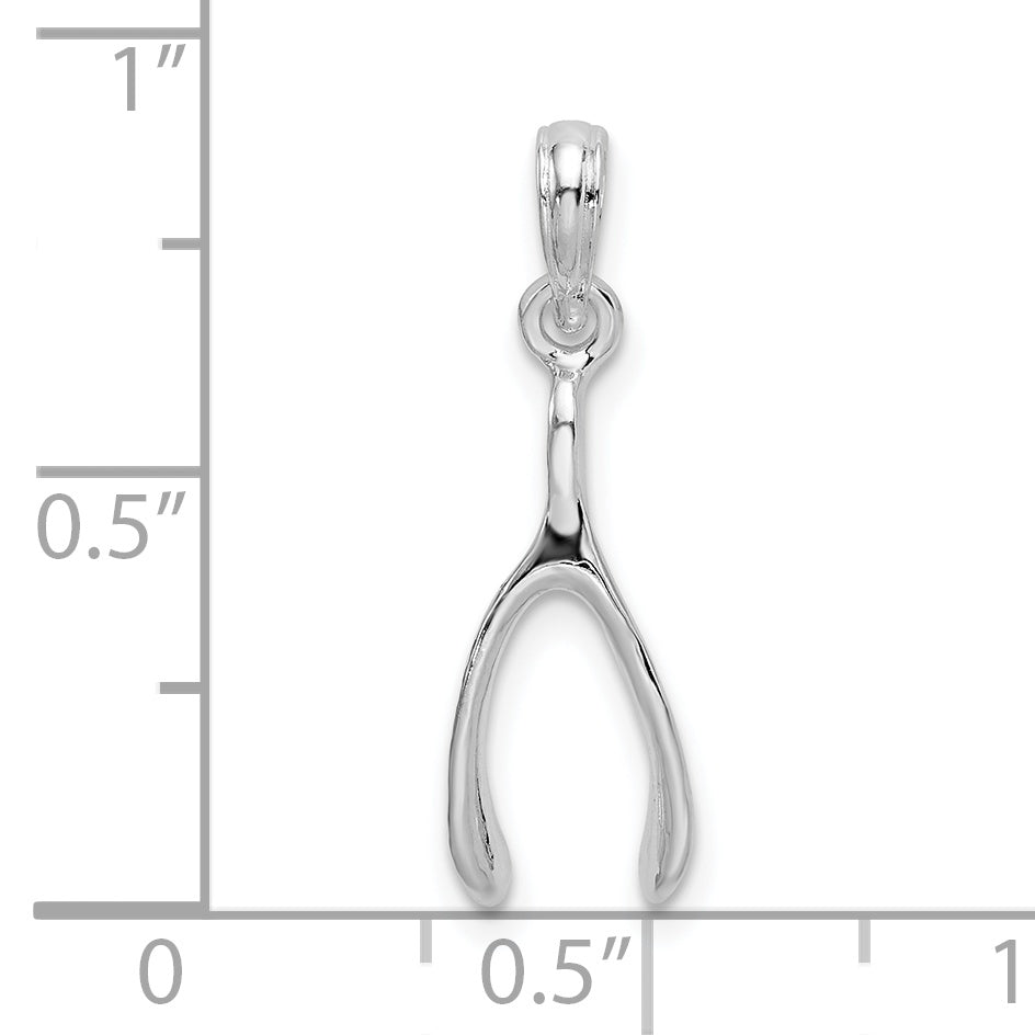 De-Ani Sterling Silver Rhodium-Plated Polished 3D Wishbone Pendant