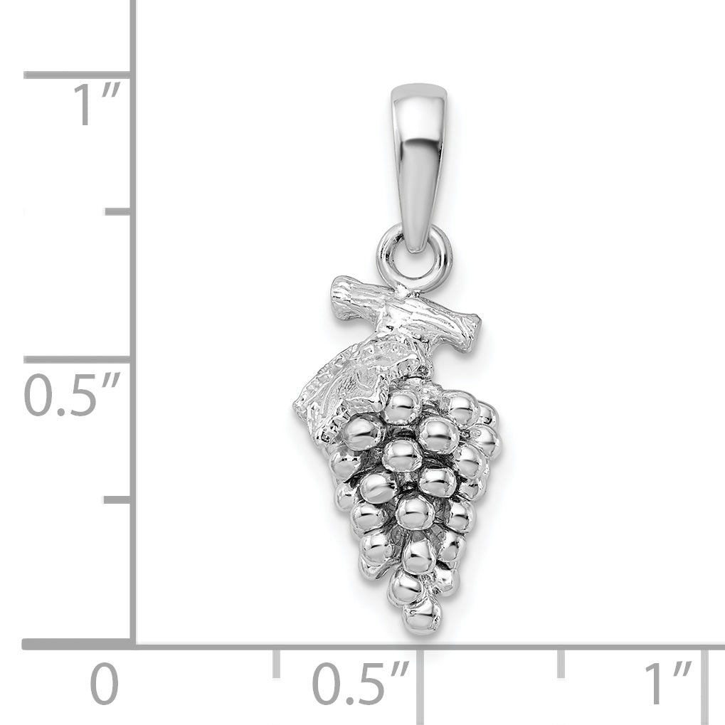 De-Ani Sterling Silver Rhodium-Plated Polished 3D Grapes Pendant