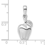 De-Ani Sterling Silver Rhodium-Plated Polished 3D Apple Pendant
