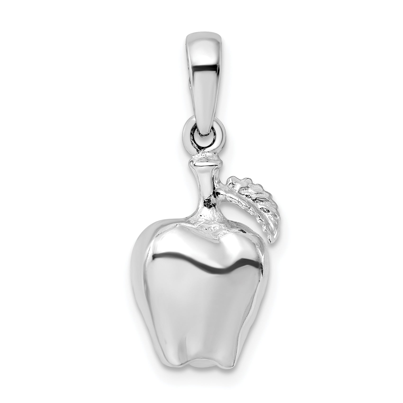 De-Ani Sterling Silver Rhodium-Plated Polished 3D Apple Pendant Main image